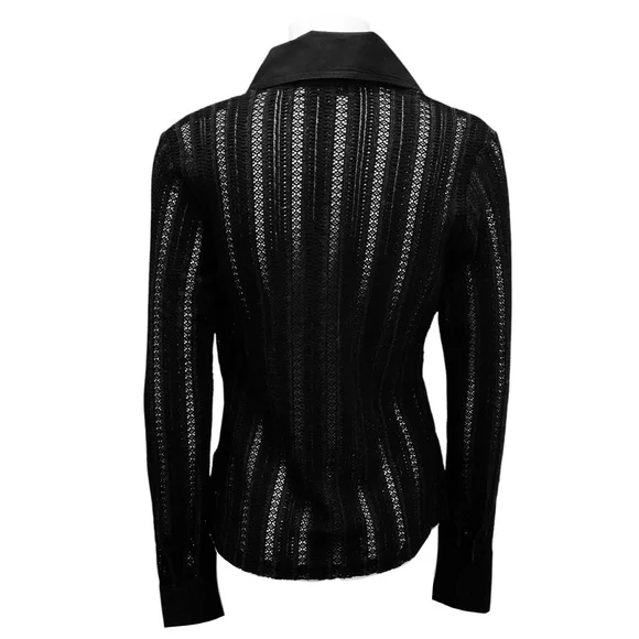 ANNE FONTAINE BLACK RUFFLED AMELIE BLOUSE - Picture 3 of 4